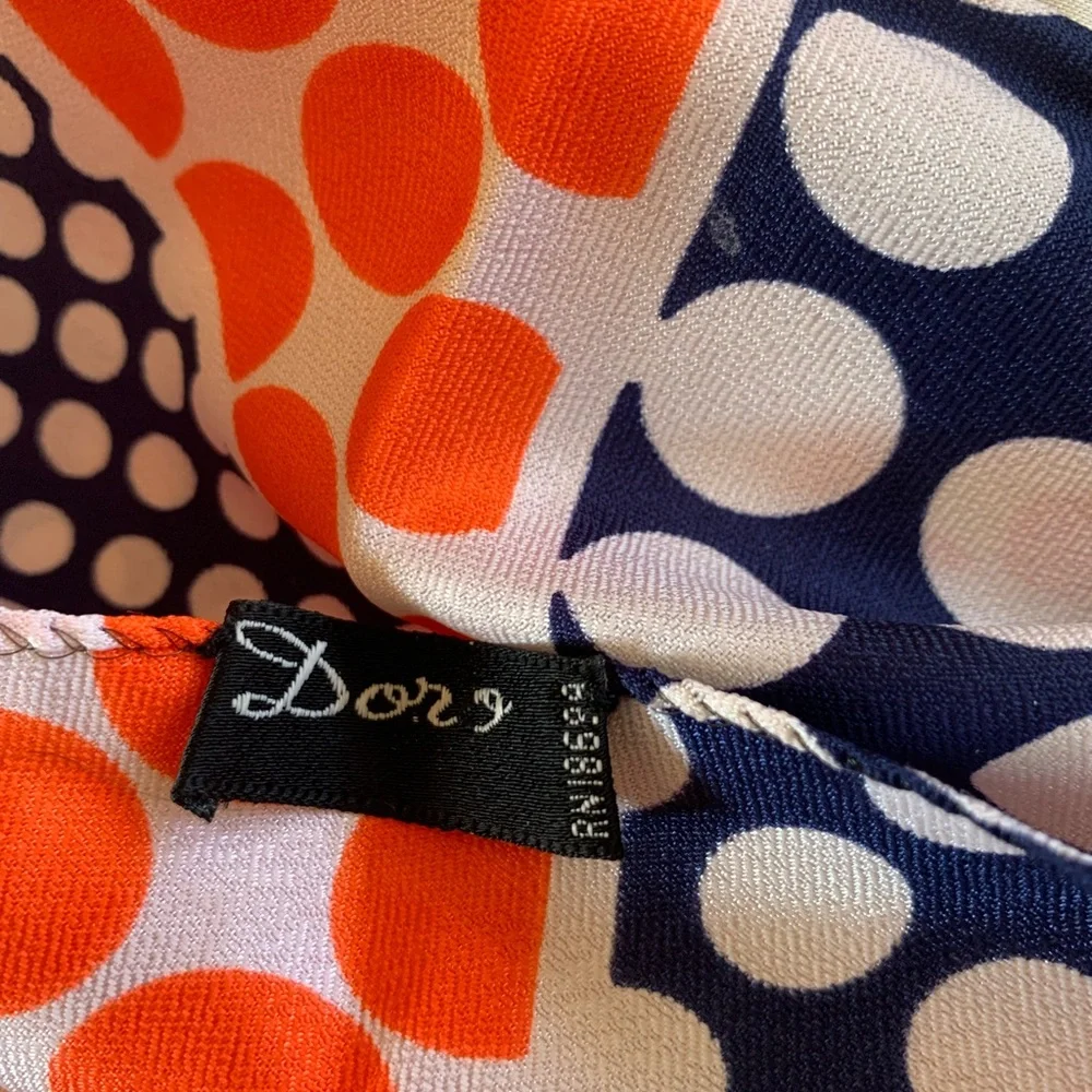 Vintage Doro Orange Polkadot Mod Pop Art Scarf